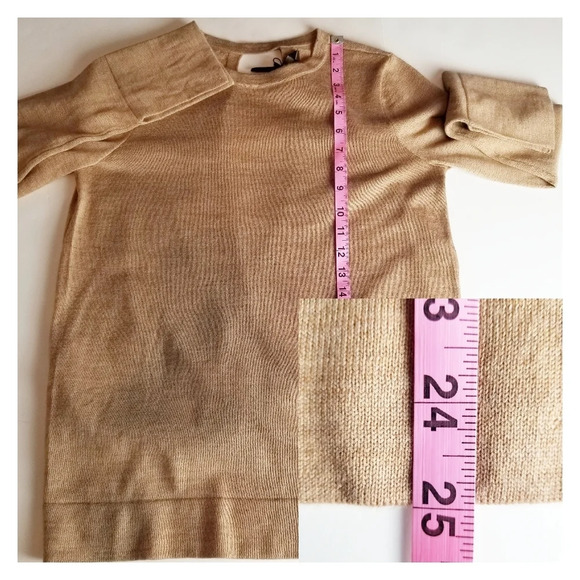 NWT BCBGMaxAzria XS Camel 100% Merino Wool Lightweight Open Back‎ Sweater - Picture 8 of 11